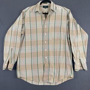 Club Room Green Blue Orange Plaid Cotton Madras Button Down Shirt Men’s Sz M